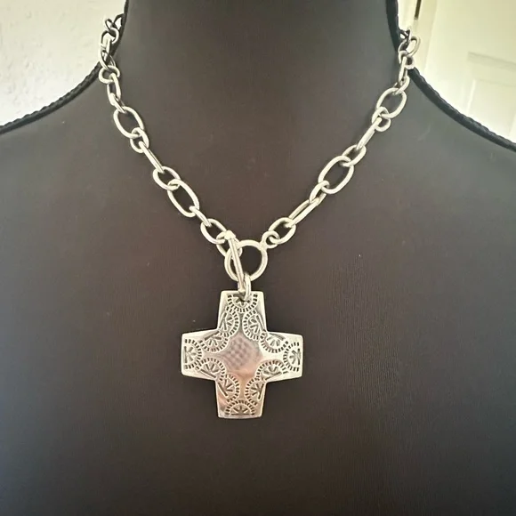 Silpada Silver Cross Pendant Necklace - Picture 2 of 3